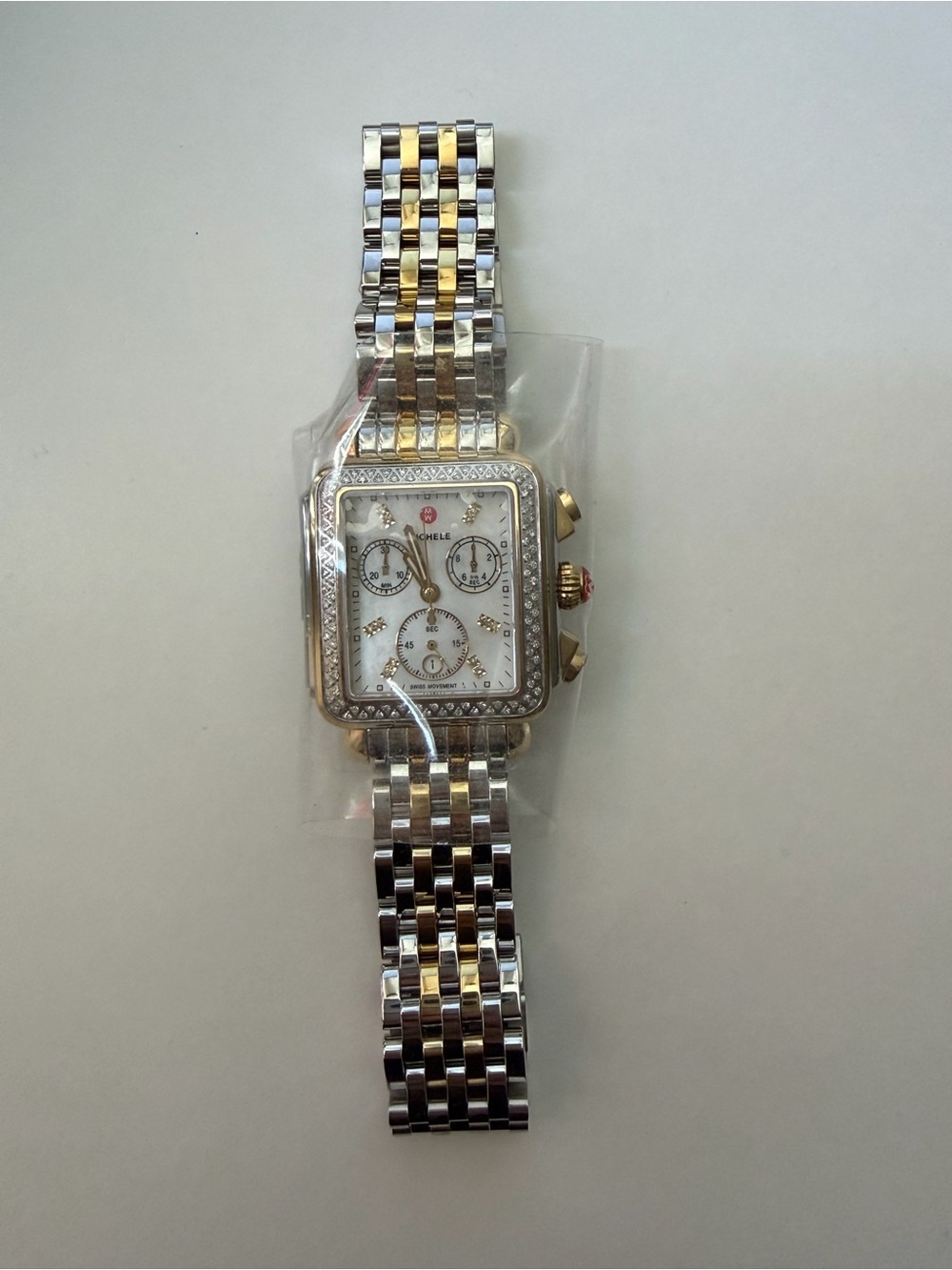 Never Worn! Michele Two-Tone Gold and Silver Diamond-Accent Chronograph Watch - Picture 2 of 4